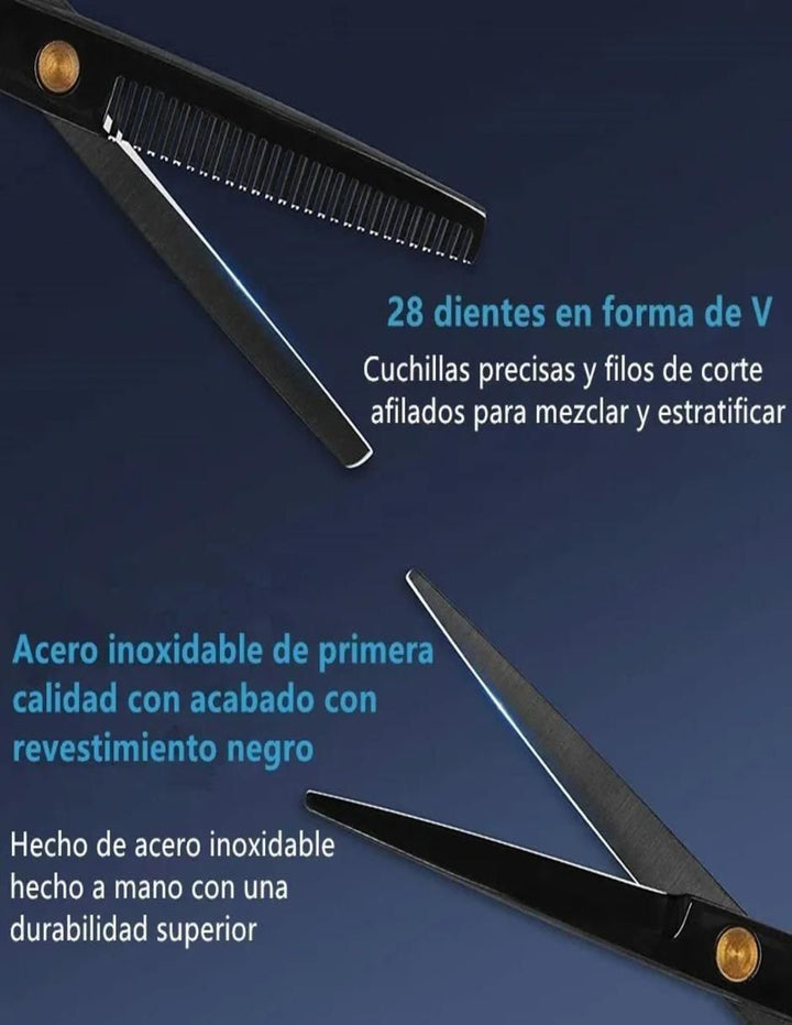 Tijeras Profesionales Barbería Punta Puntiaguda 2pz - Image 2