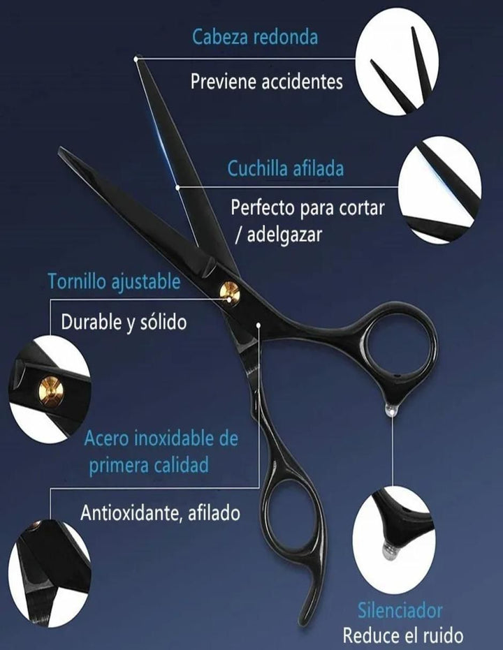 Tijeras Profesionales Barbería Punta Puntiaguda 2pz - Image 3