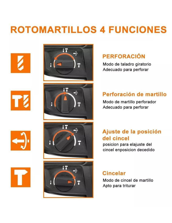 Rotomartillo Teeno 800W Percusión y Cincel - Image 3