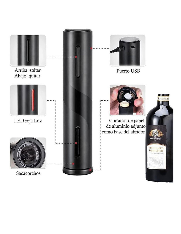 Sacacorchos Eléctrico Alas de Plástico para Vino - Image 1