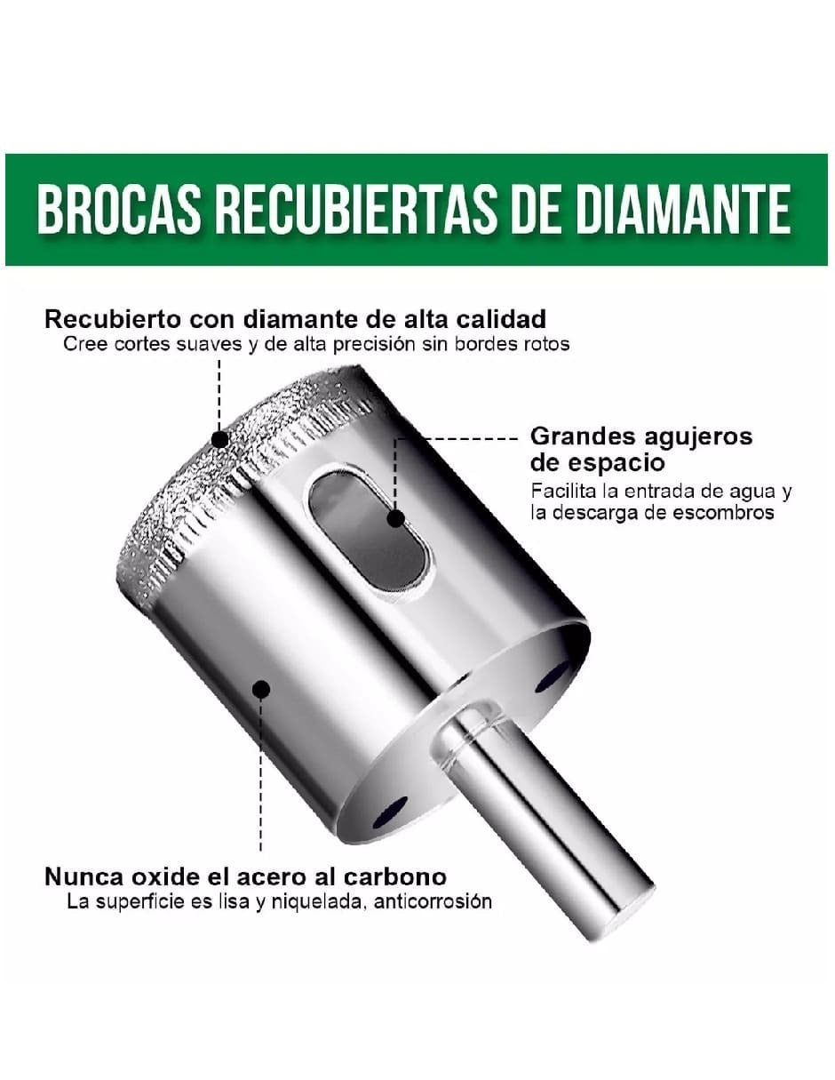 Brocas para Concreto Diamante Acero al Carbono 16 Piezas - Image 2