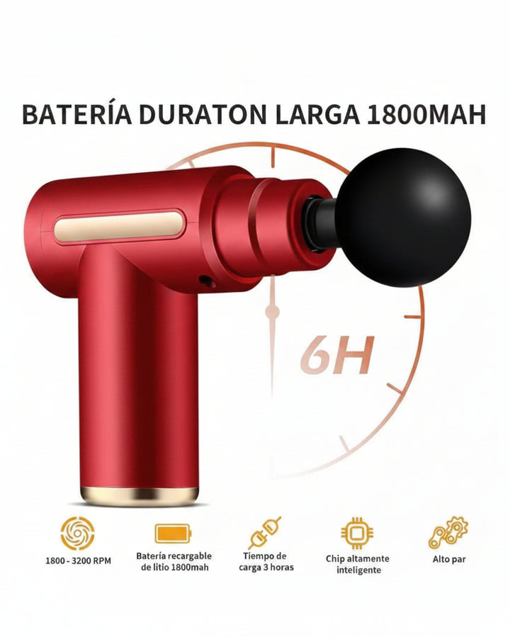 Pistola Masajeadora Corporal 6 Velocidades Rojo - Image 2