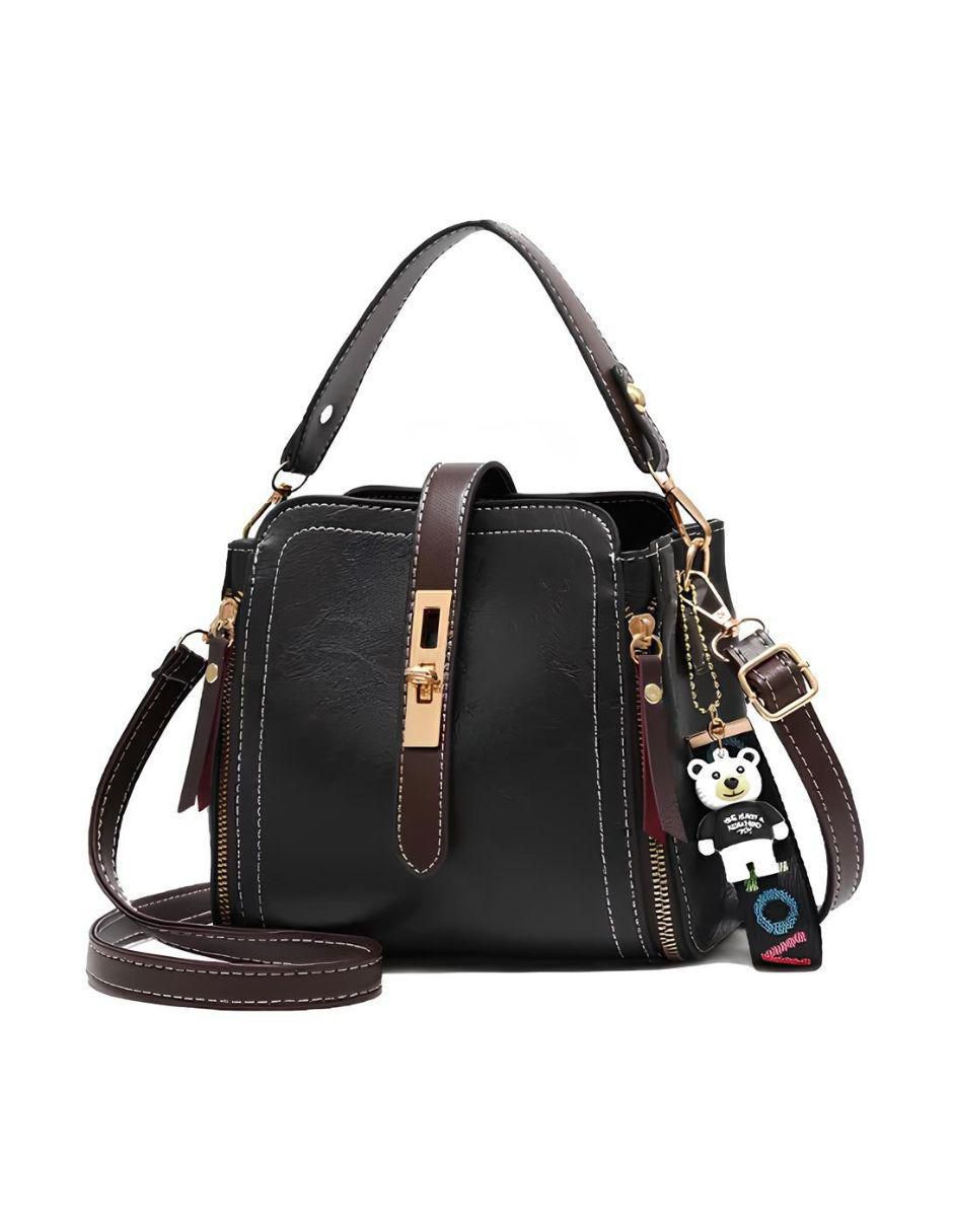 Bolsa Crossbody Cuero Vegano Mujer Negro - Image 1