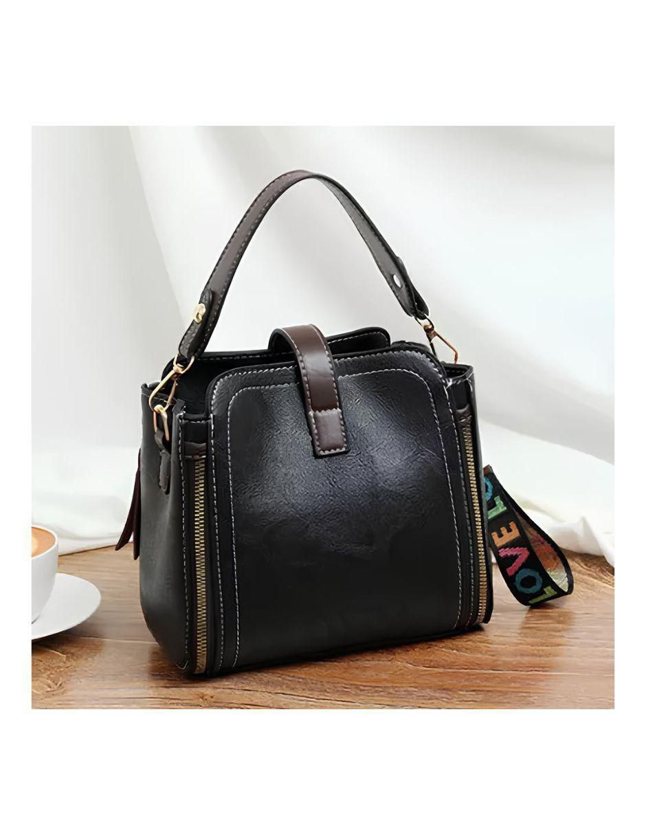 Bolsa Crossbody Cuero Vegano Mujer Negro - Image 3