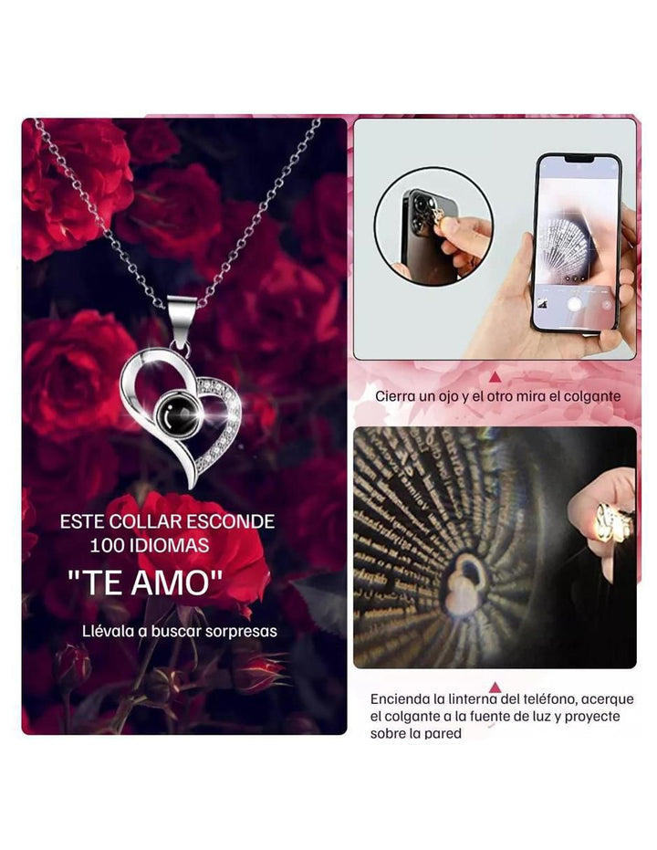 Collar de Corazón Rosa Real Hecho a Mano - Image 3