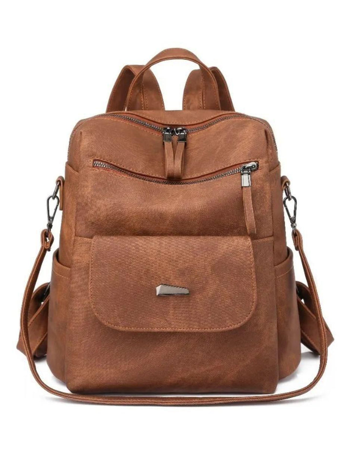 Mochila de Cuero Impermeable para Mujer Café - Image 1