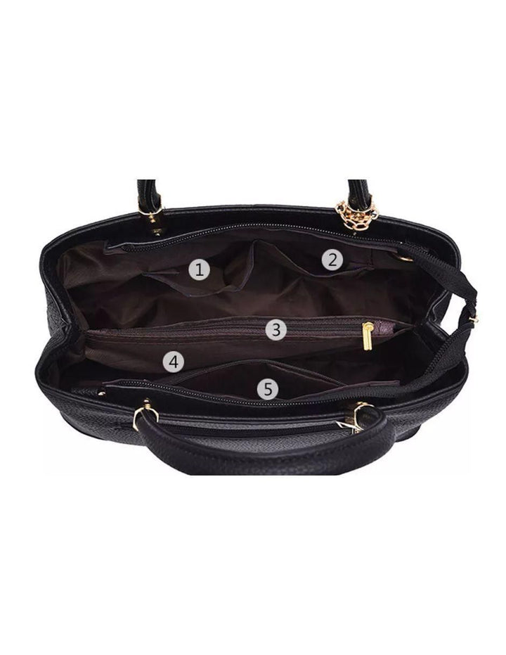 Bolsa Messenger de Cuero para Mujer Negro 30cm - Image 2