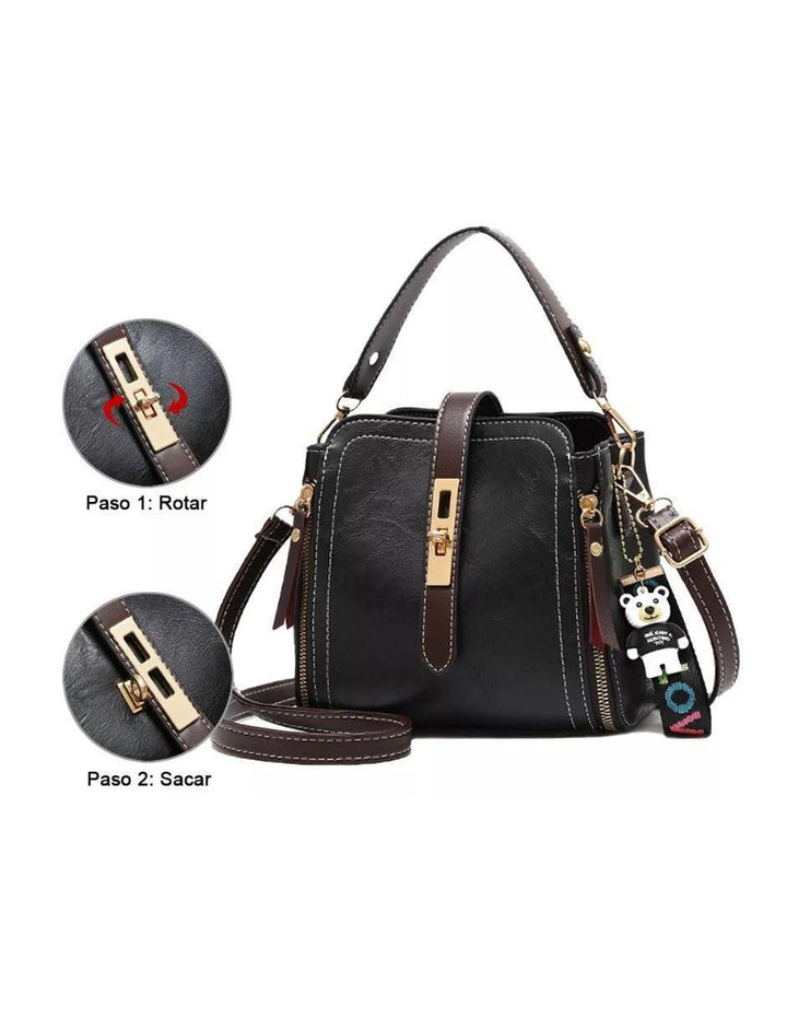 Bolsa Crossbody de Cuero para Mujer Negro - Image 2