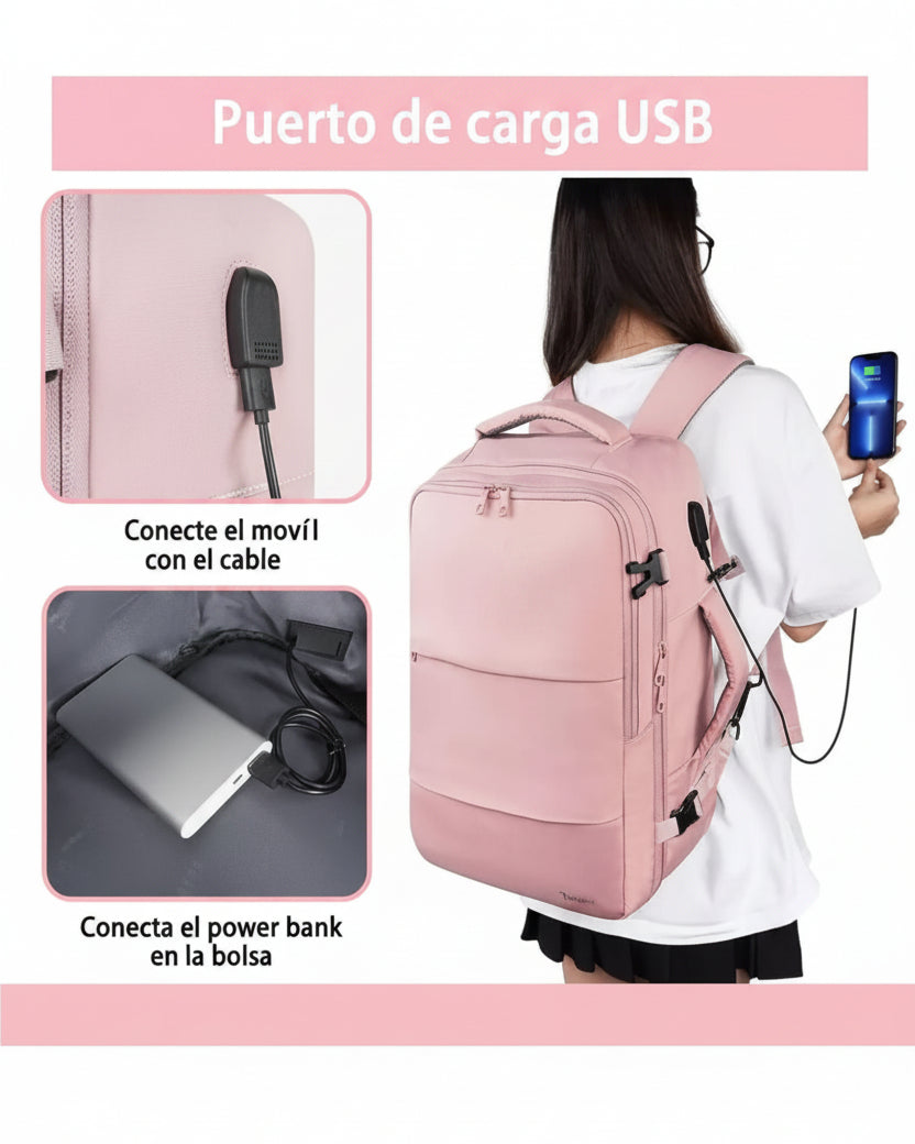 Mochila de Viaje con Cargador USB Impermeable - Image 2
