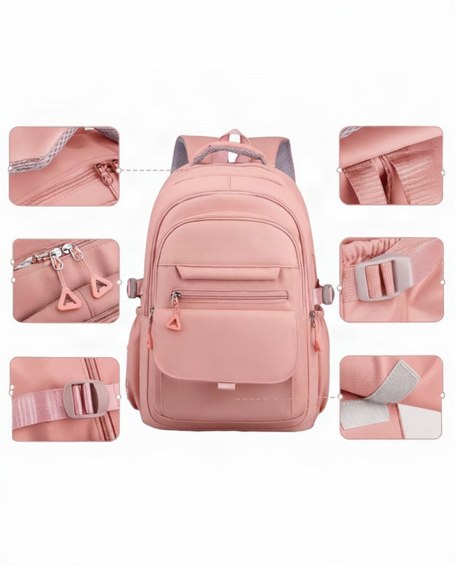 Mochila Escolar Impermeable Rosa Niña 1 Pieza - Image 2