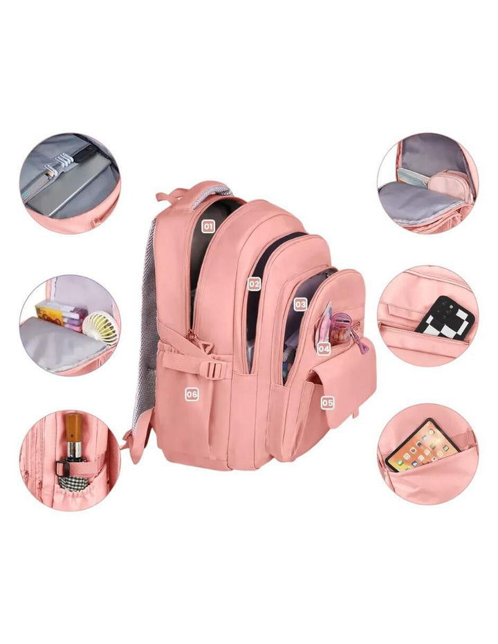 Mochila Escolar Impermeable Rosa Niña 1 Pieza - Image 3