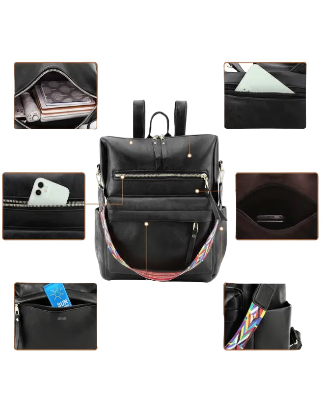 Mochila de Cuero para Mujer con Bolsa Antirrobo - Image 3