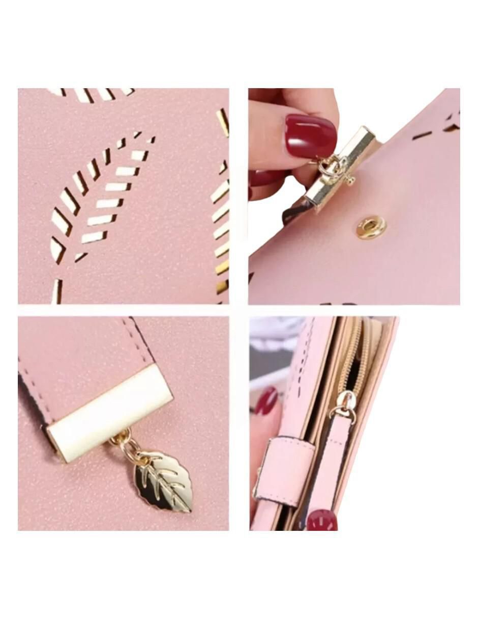 Monedero de Cuero Sintético Rosa para Mujer - Image 3