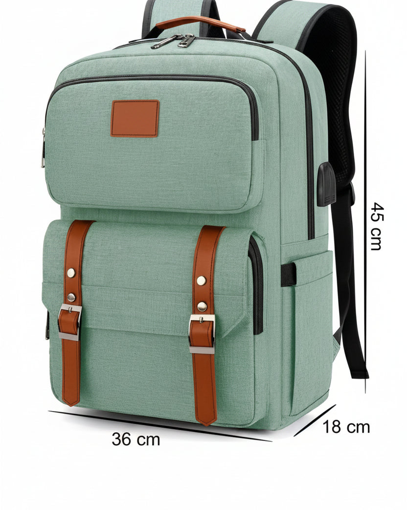 Mochila Escolar Verde 7 Bolsillos - Image 5