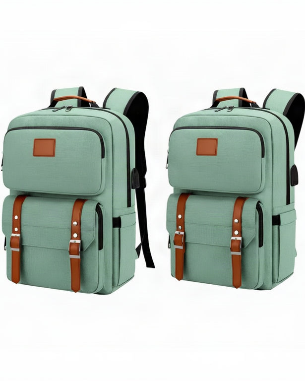Mochila Escolar Verde 7 Bolsillos - Image 3