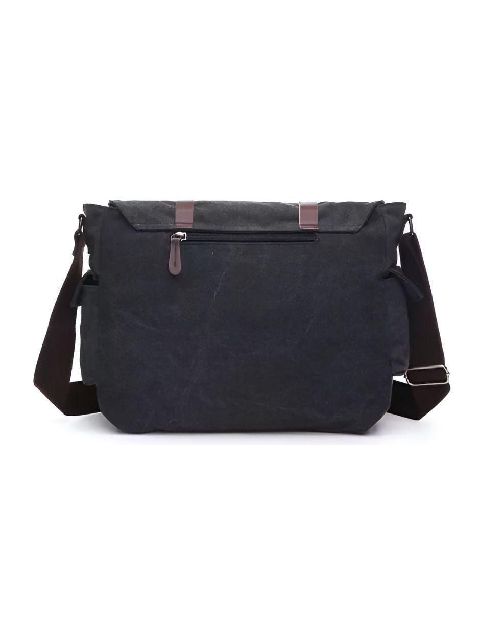 Bolsa Messenger Hombre Lona Negra 41cm - Image 2