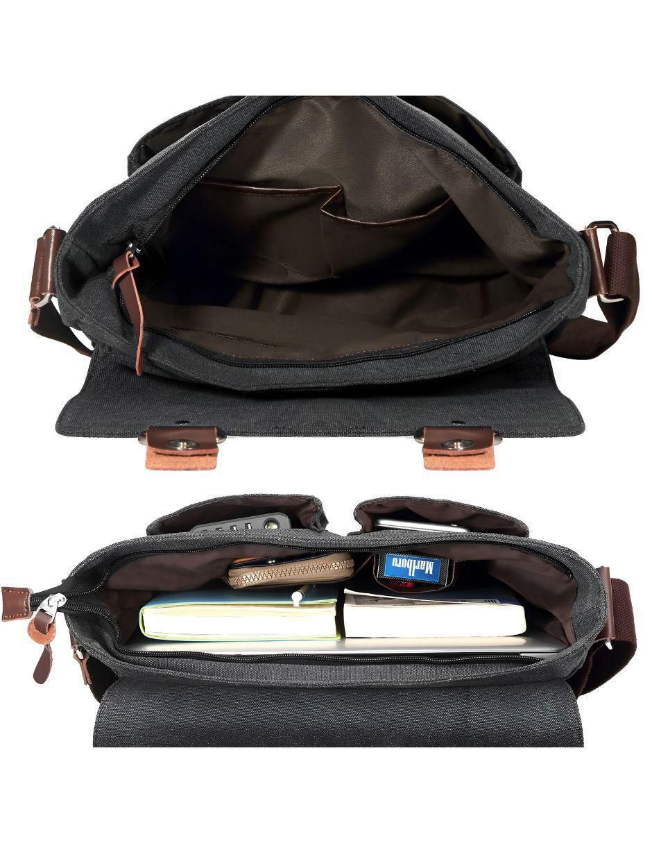 Bolsa Messenger Hombre Lona Negra 41cm - Image 3