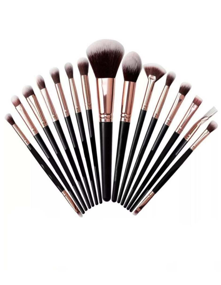 Brochas Maquillaje Fibra Sintética Set 15 piezas - Image 1