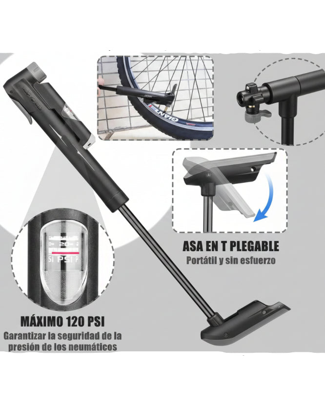 Bomba de Aire Manual Portátil para Bicicleta - Image 4