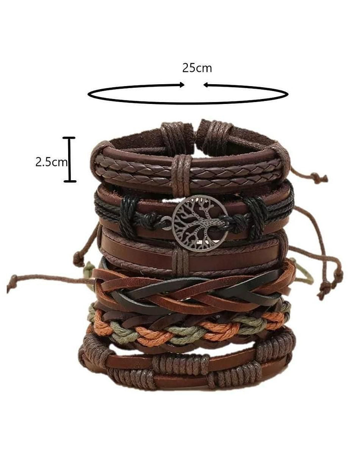Pulseras Marrones Hombre Árbol de la Vida Set 6 - Image 4