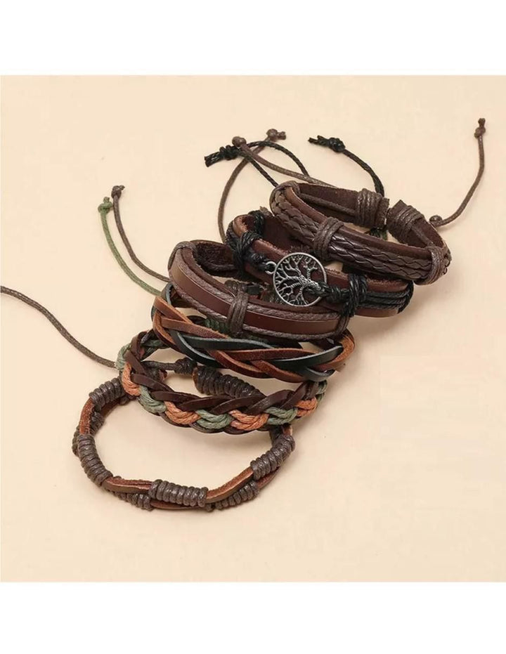 Pulseras Marrones Hombre Árbol de la Vida Set 6 - Image 3
