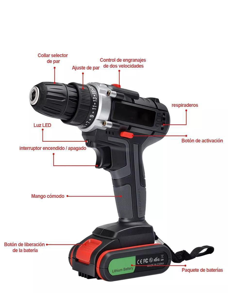 Kit Taladro Inalámbrico 110-220V con Brocas - Image 2