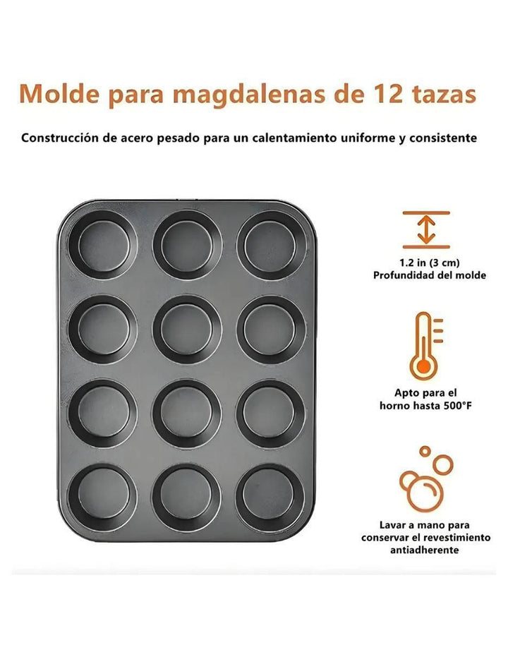 Charola para Hornear Antiadherente 12 Tazas - Image 3