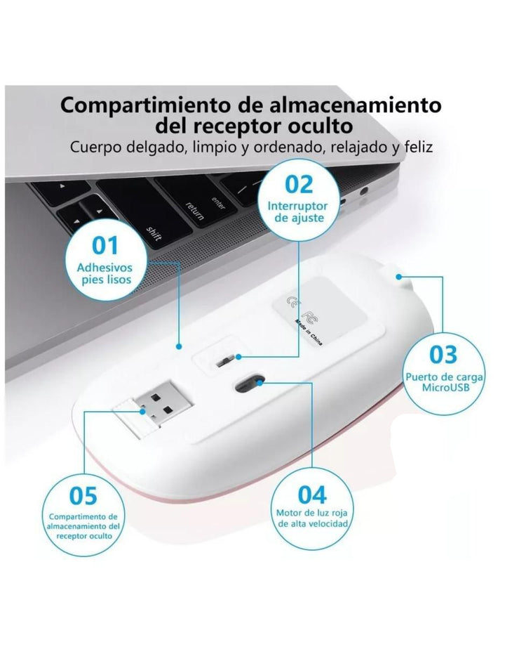 Mouse Gamer Inalámbrico Rosa con Bluetooth - Image 4