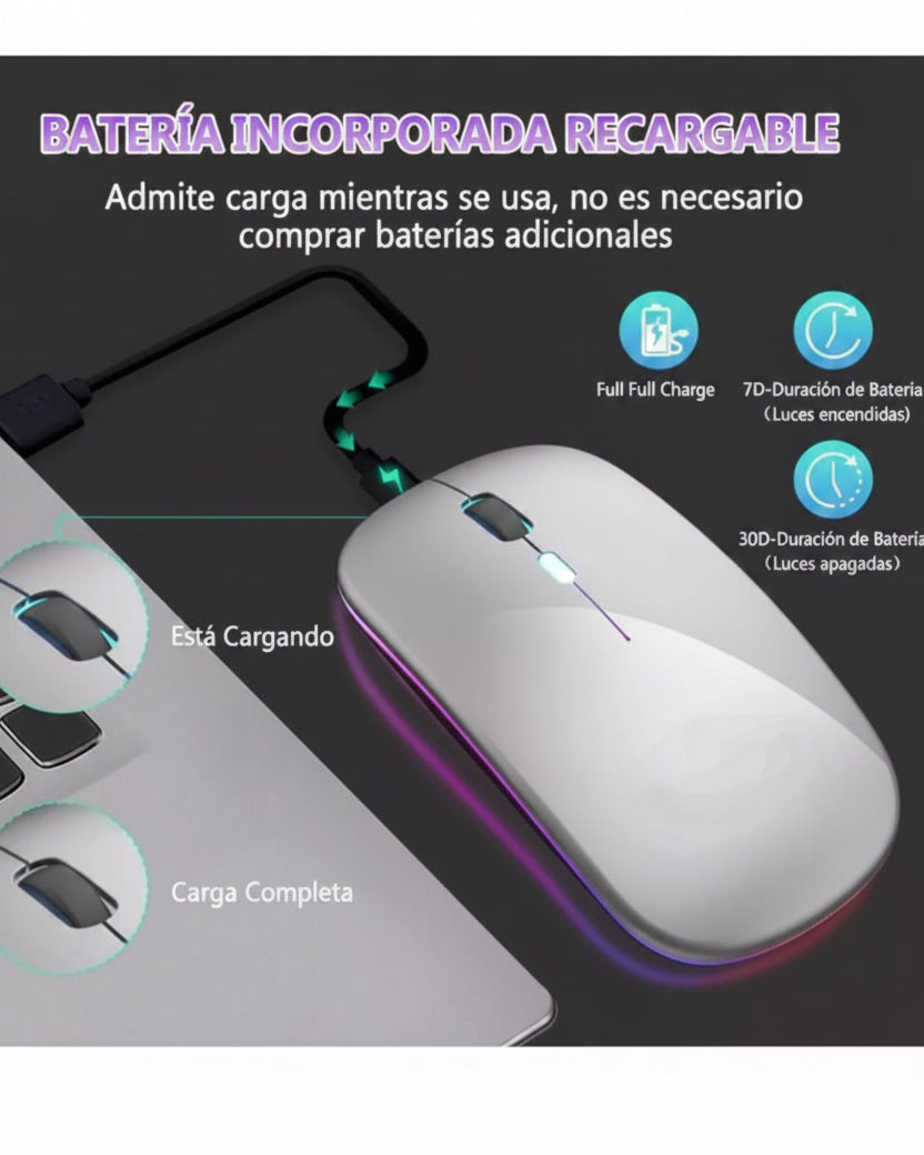 Mouse Gamer Inalámbrico Bluetooth Plateado - Image 2