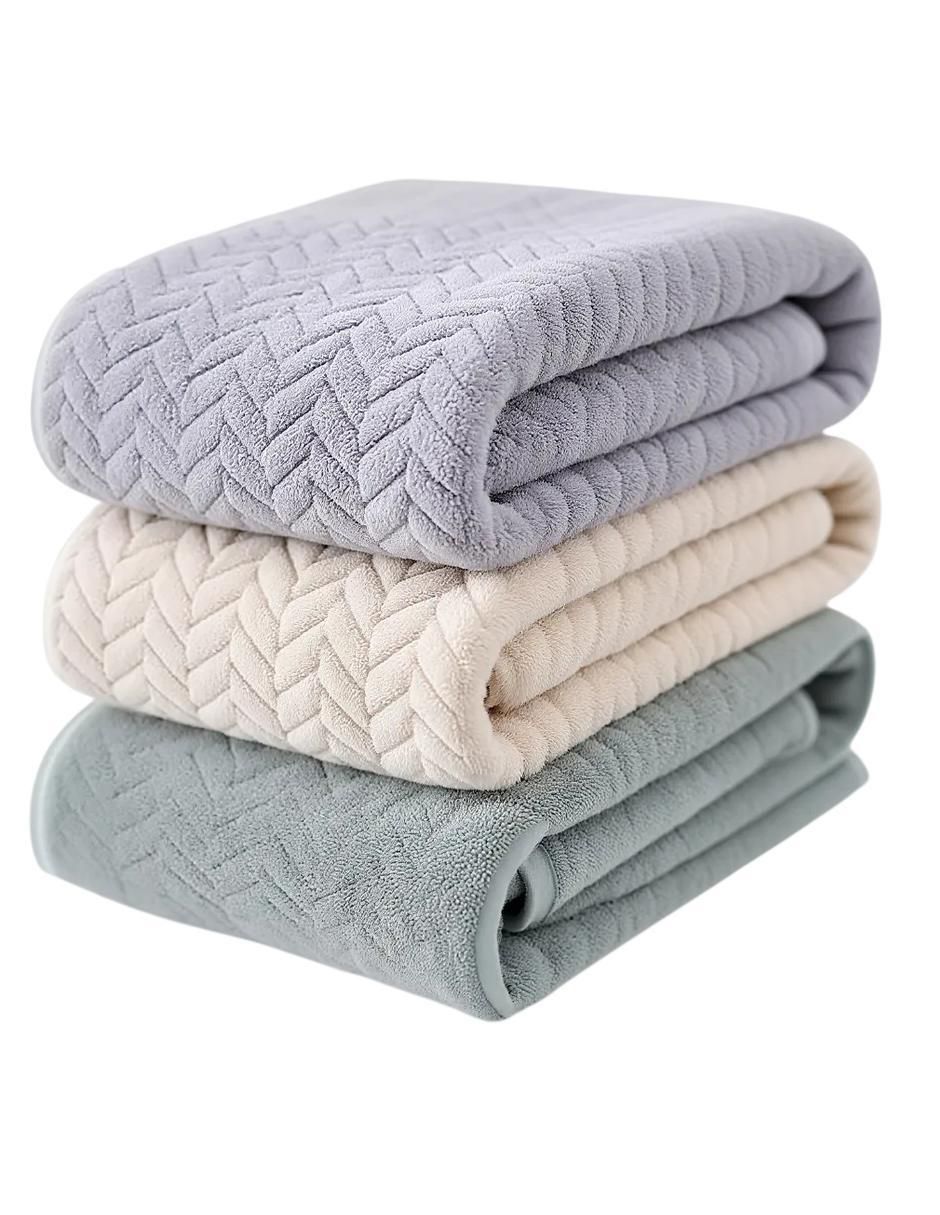 Set de 3 Toallas de Baño Vellón Coral 70x140cm - Image 1