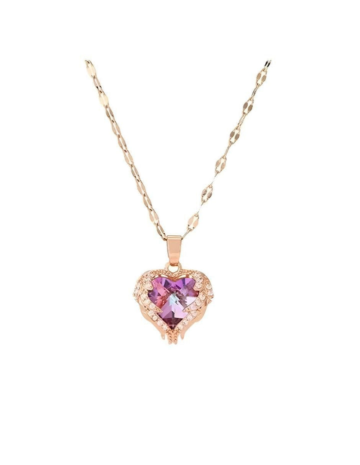 Collar de Corazón Chapado en Oro Rosa 18K - Image 1