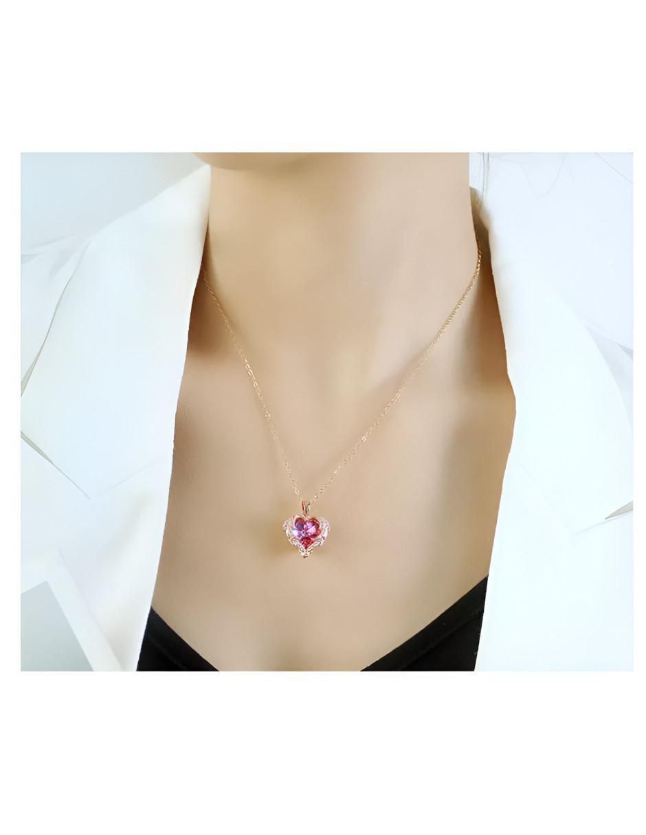 Collar de Corazón Chapado en Oro Rosa 18K - Image 3
