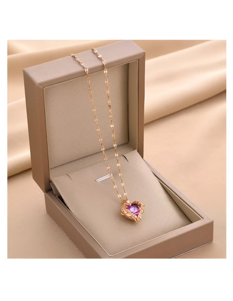 Collar de Corazón Chapado en Oro Rosa 18K - Image 4