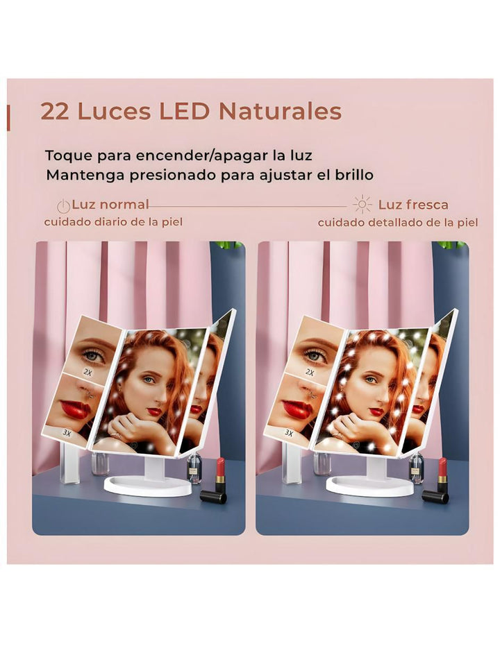 Espejo de Maquillaje con Luz Tríptico 29 cm - Image 4