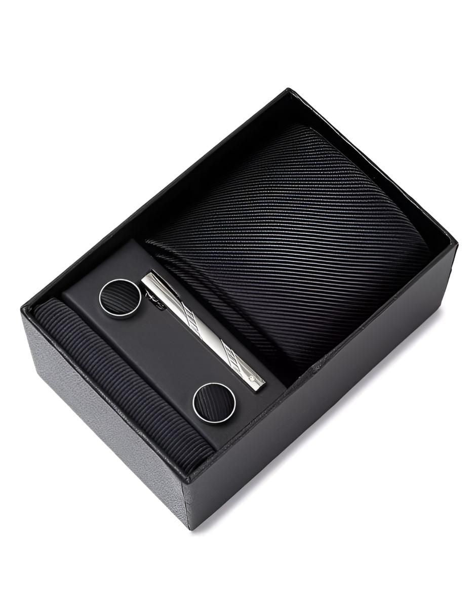 Corbata de Seda con Clip, Pañuelo y Gemelos Hombre - Image 1