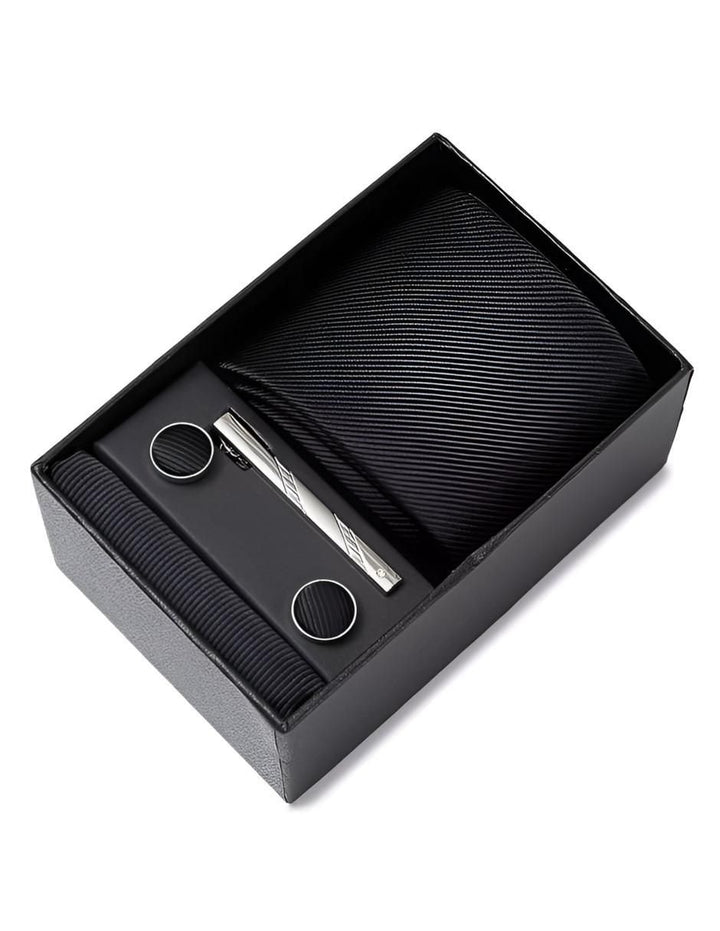 Corbata de Seda con Clip, Pañuelo y Gemelos Hombre - Image 1
