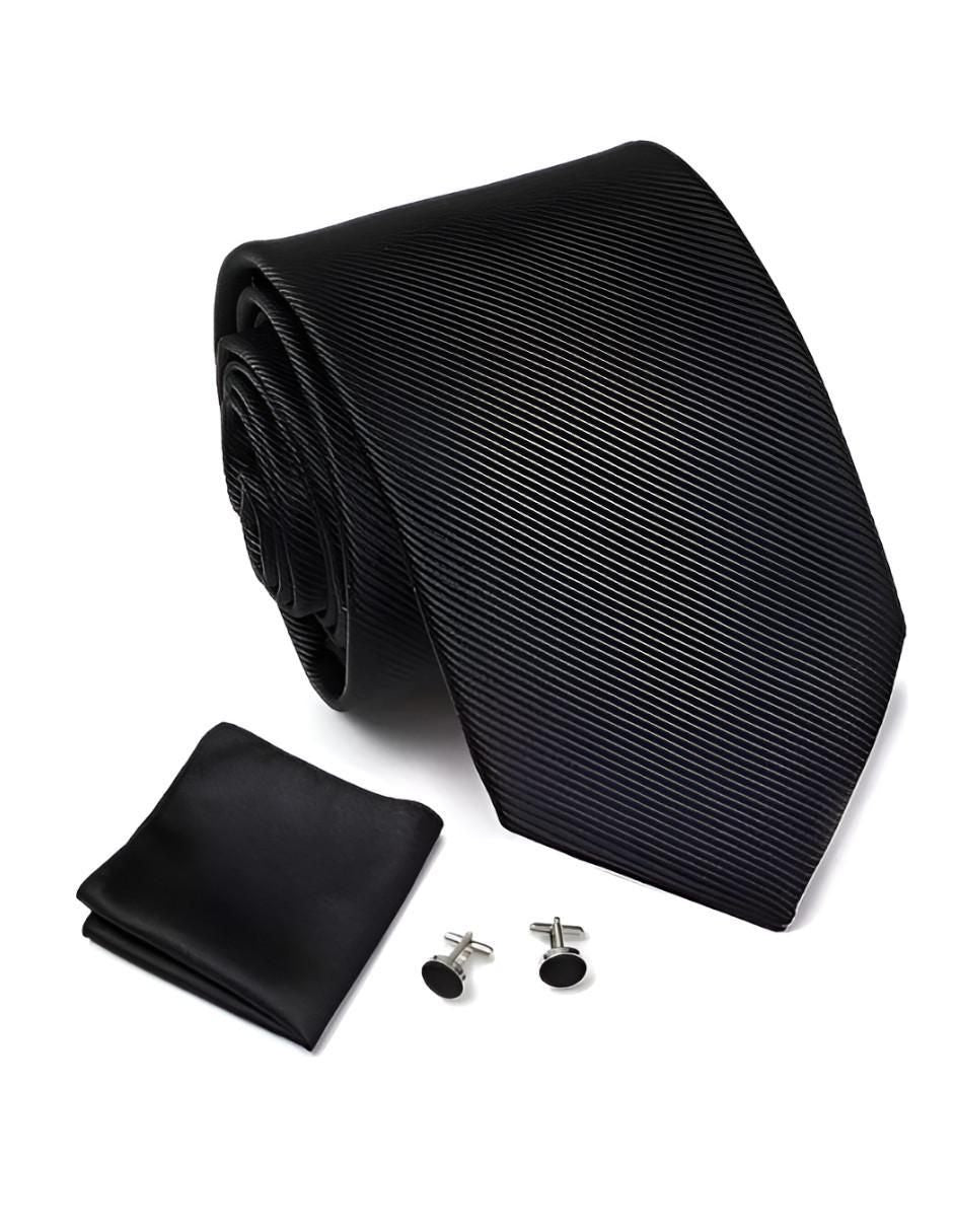 Corbata de Seda con Clip, Pañuelo y Gemelos Hombre - Image 4