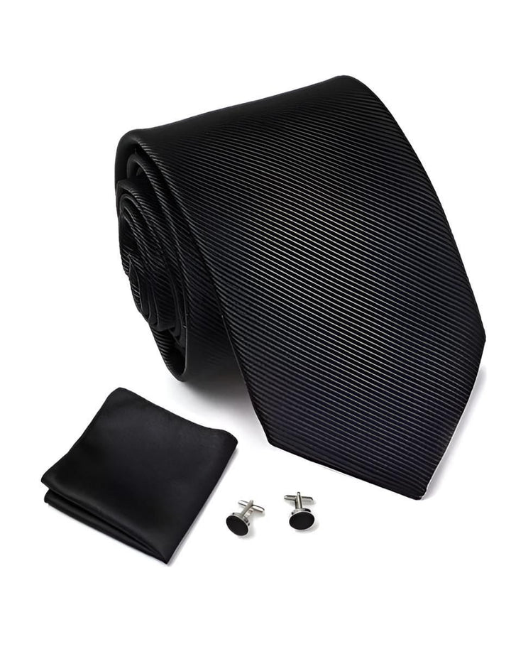 Corbata de Seda con Clip, Pañuelo y Gemelos Hombre - Image 4