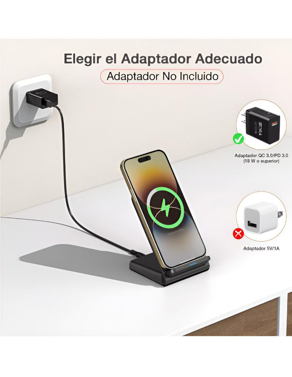 Cargador Inalámbrico Rápido Compatible iPhone Samsung - Image 4