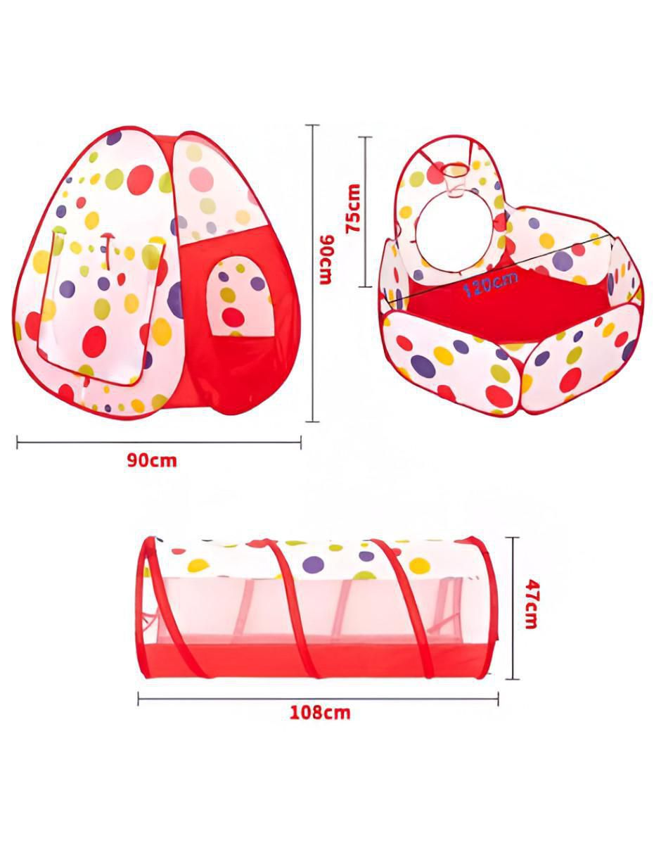 Alberca de Pelotas Infantil 3 en 1 con Túnel y Casa - Image 6