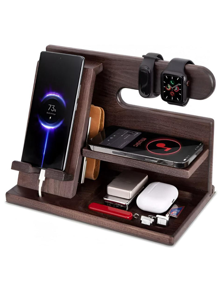 Organizador de Escritorio de Madera para Celular y Reloj - Image 3