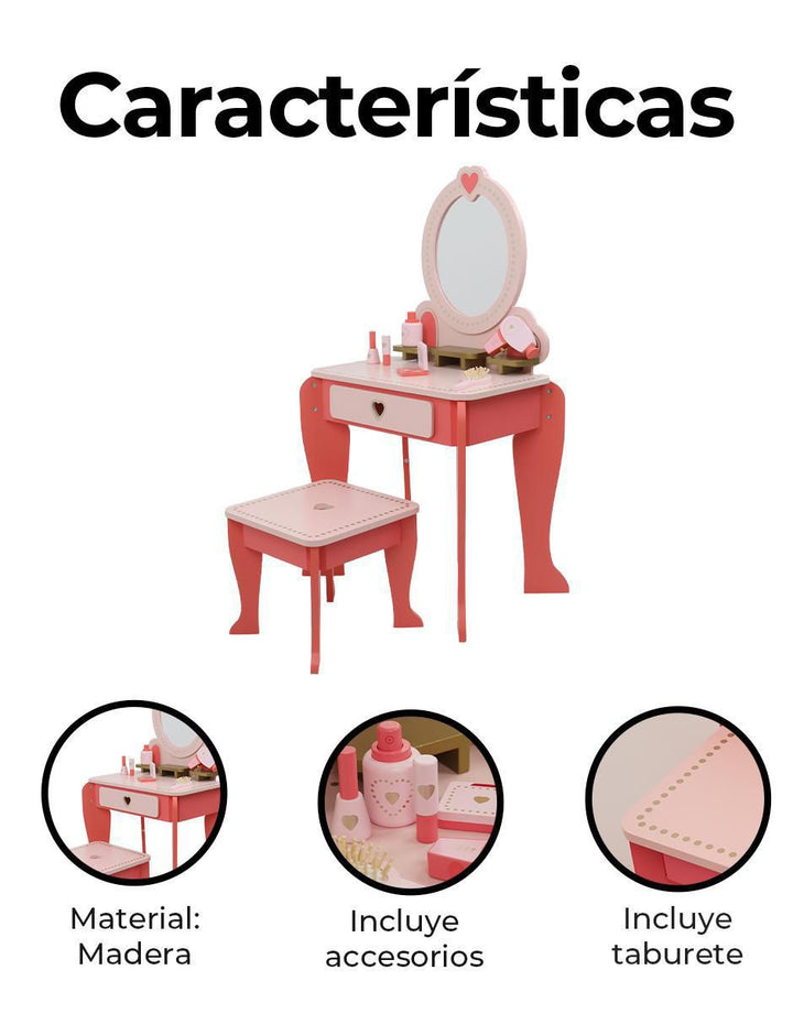 Tocador de Juguete Gaon Rosa Madera - Image 6