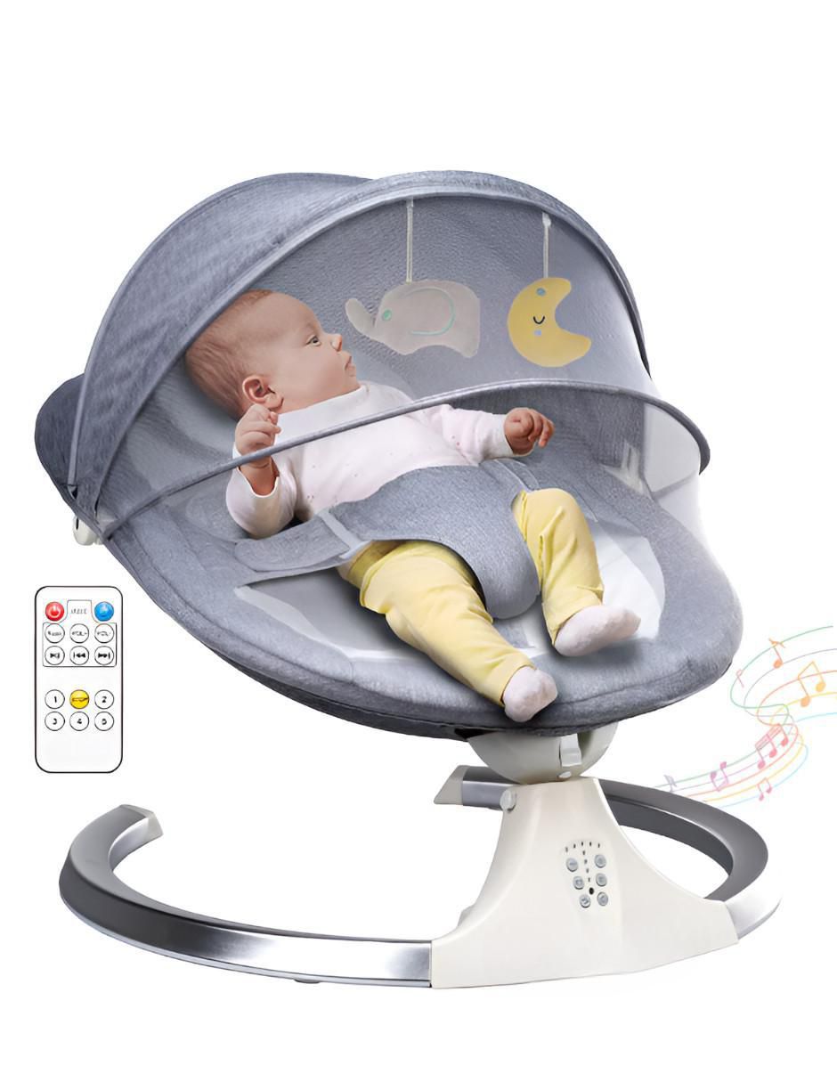 Silla Mecedora Electrica Bebe Musical Gris - Image 1
