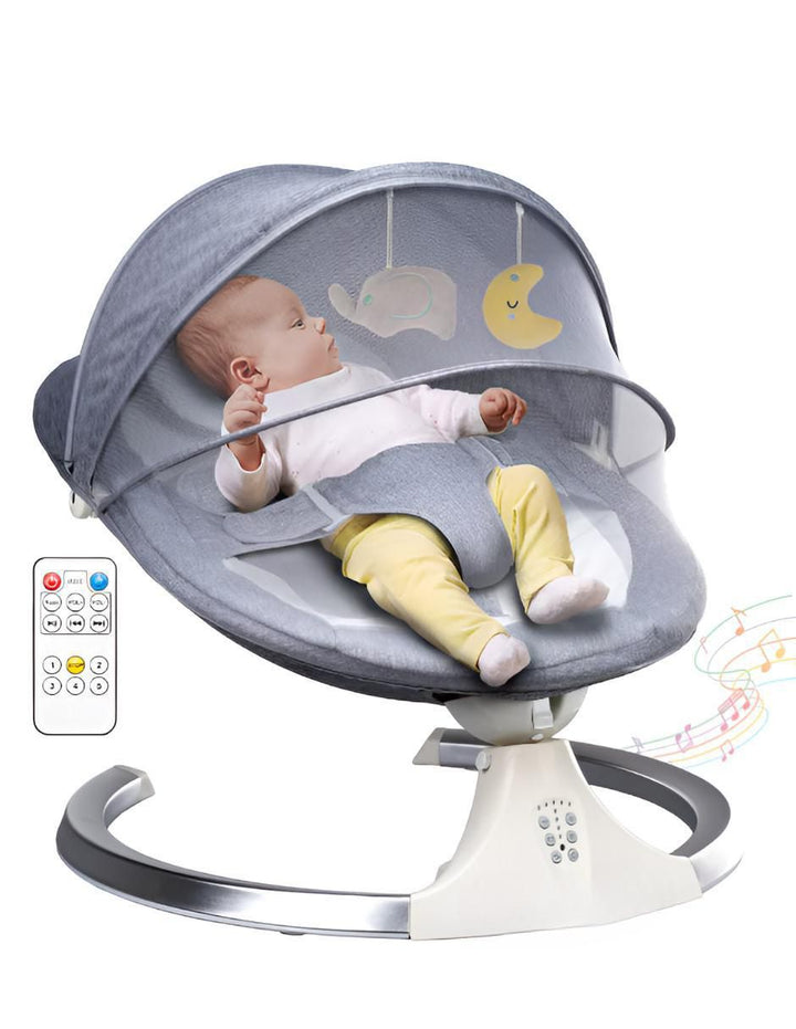 Silla Mecedora Electrica Bebe Musical Gris - Image 1