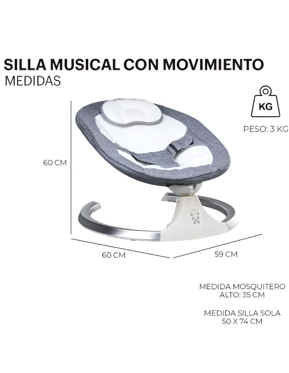 Silla Mecedora Electrica Bebe Musical Gris - Image 6