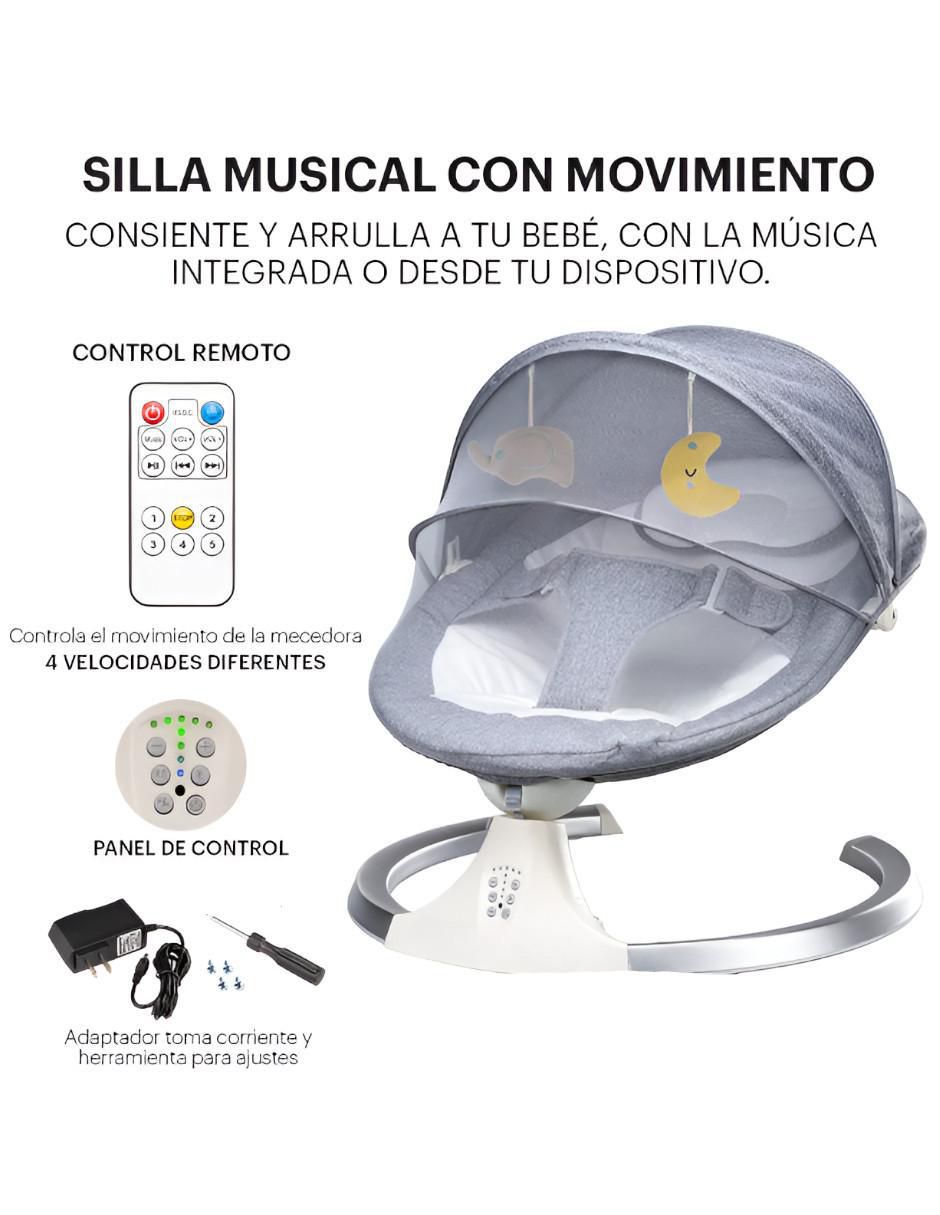 Silla Mecedora Electrica Bebe Musical Gris - Image 5