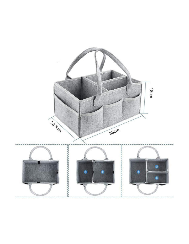 Pañalera Rectangular Gris Organizador Bebé - Image 3