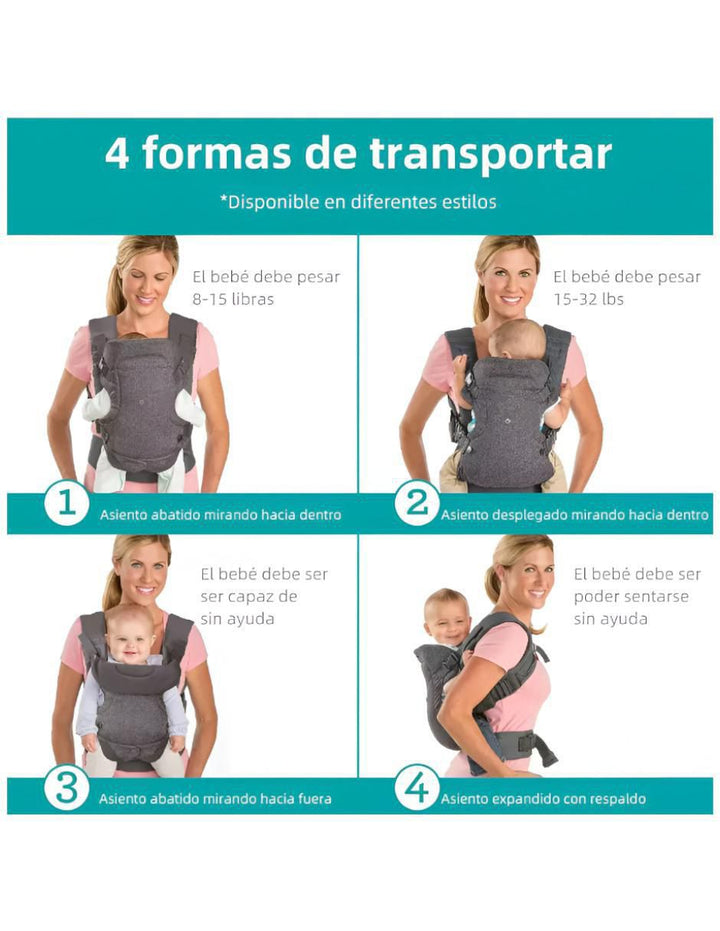 Canguro Portabebe Gris Ergonomico - Image 3