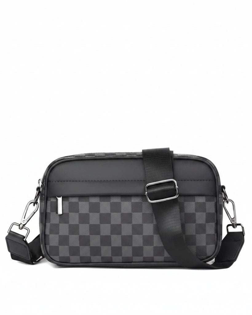 Bolsa Bandolera Cuero Negro Hombre - Image 1