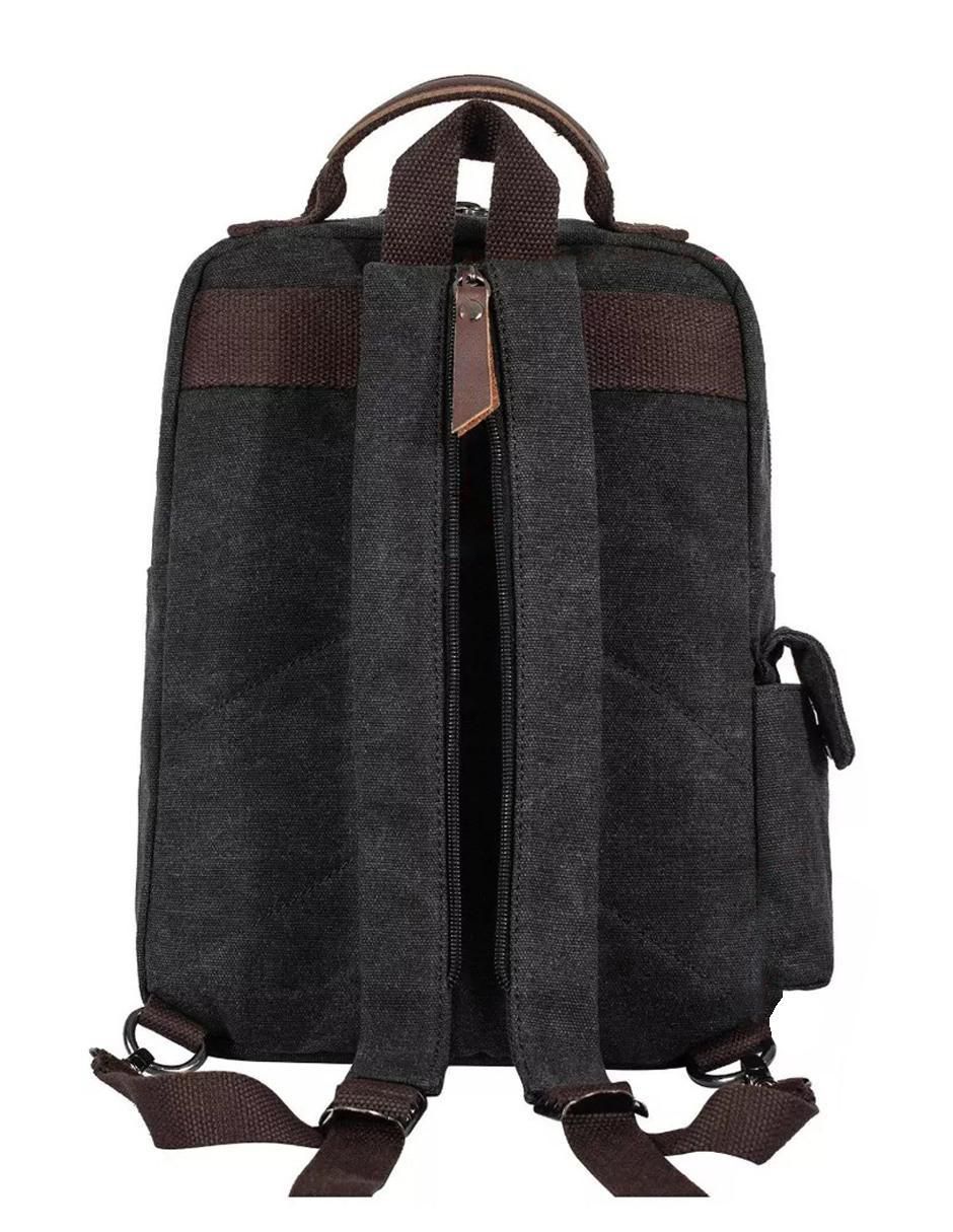 Mochila Impermeable Lona Negra - Image 2